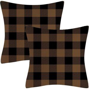 Black and Brown Buffalo Check Plaid Throw Pillows Farmhouse Decorative Throw